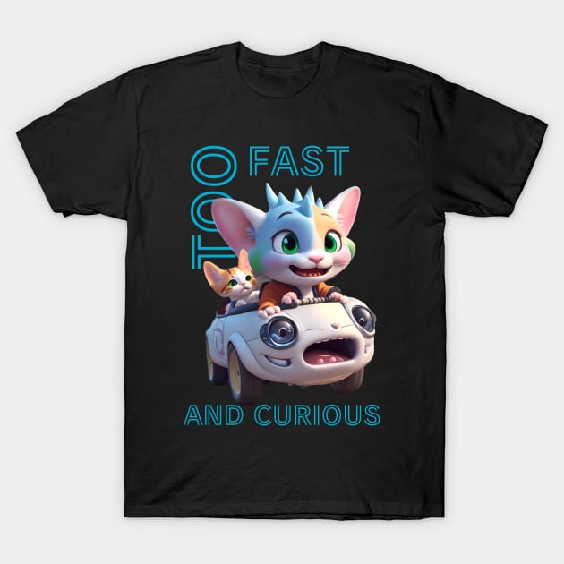 Dragon Cat driving too fast and curious T-Shirt by BrisaArtPrints